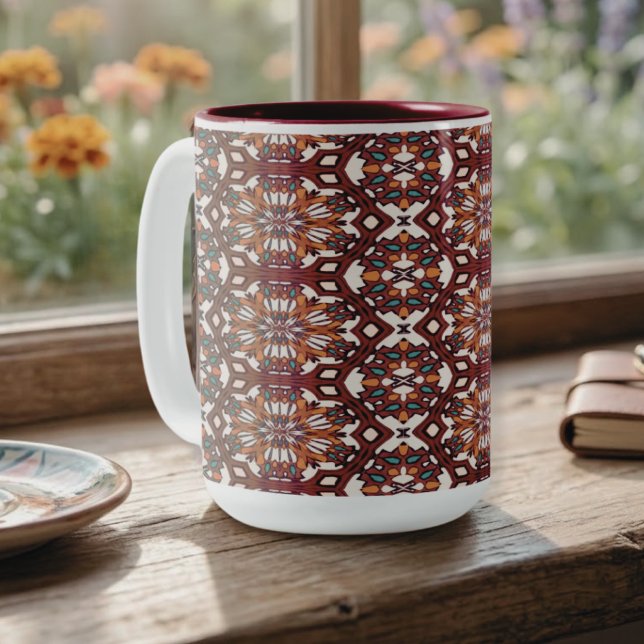 Caneca De Café Em Dois Tons Mandalas do Deserto (Criador carregado)