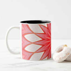 Caneca De Café Em Dois Tons Mandalas Florais Caleidoscópio Estrela Branco e Ve