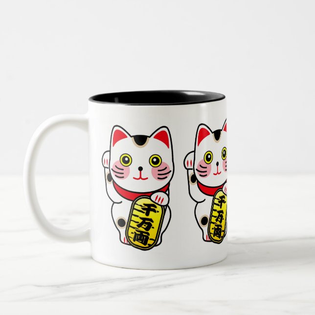 Caneca De Café Em Dois Tons Maneki Neko Japan — Gato Sortudo (Esquerda)