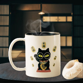 Caneca De Café Em Dois Tons Maneki Neko Lucky Poilue