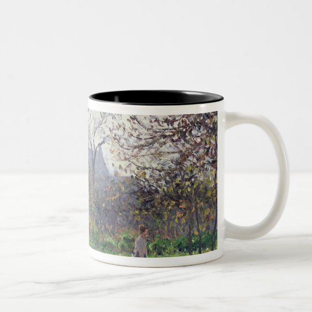 Caneca De Café Em Dois Tons Manhã Sun de Camille Pissarro |, outono, Eragny, (Direita)