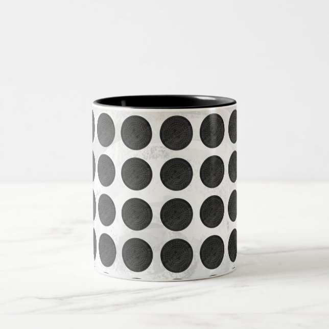 Caneca De Café Em Dois Tons Manhole Cobrir Black Marble (Centro)