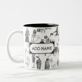 Caneca De Café Em Dois Tons Manipuladores JUNIOR Mostrar Toalha Preta com Nome