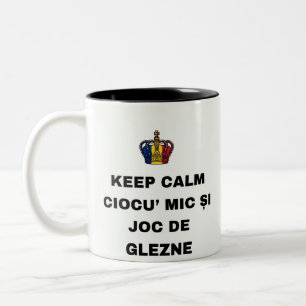 CANECA DE CAFÉ EM DOIS TONS MANTENHA A CALMA CIOCU' PEQUENO E JOGO DE TORNOZEL