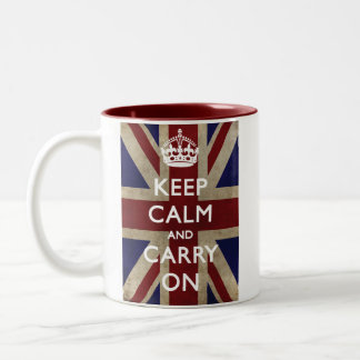 Caneca De Café Em Dois Tons Mantenha a calma e continue com Union Jack