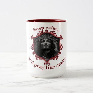 Caneca De Café Em Dois Tons Mantenha a calma… e pray como louco! Com um quad