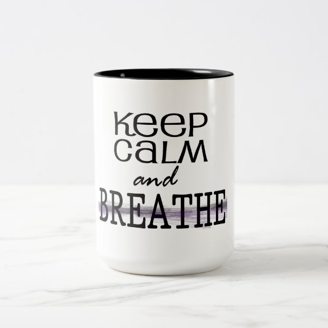 Caneca De Café Em Dois Tons Mantenha a calma e respire (Centro)