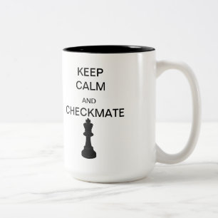 Caneca De Café Em Dois Tons Mantenha Calm e Castle/Xeque-mate com dois tons