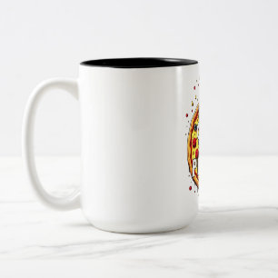 Caneca De Café Em Dois Tons Mantenha calma e coma pizza: Design perfeito para 