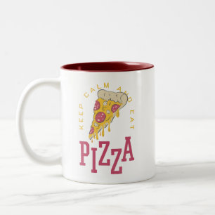 CANECA DE CAFÉ EM DOIS TONS MANTENHA CALMA E COMA PIZZA - ENGRAÇADO
