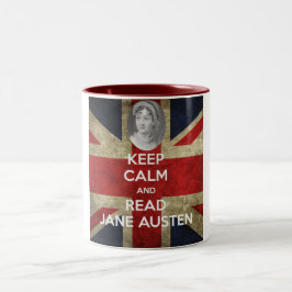 Caneca De Café Em Dois Tons Mantenha calmo e leia Jane Austen