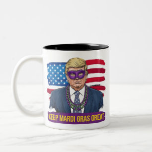 Caneca De Café Em Dois Tons Mantenha o Mardi Gras Ótimo Funny Trump Mardi Gras
