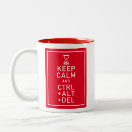 Caneca De Café Em Dois Tons Mantenha-se calmo e CTRL + ALT + DEL Funny Program