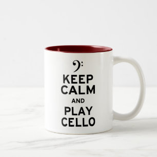 Caneca De Café Em Dois Tons Mantenha-se Calmo e Jogue Cello