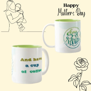 Caneca De Café Em Dois Tons Mantenha-Se Em Casa Com Letra De Texto Typografia 