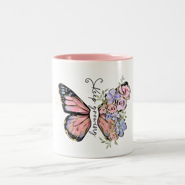 Caneca De Café Em Dois Tons Manter Cotação de Flor Selvagem Crescente (Centro)