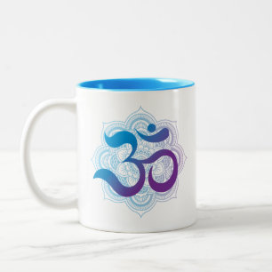 Caneca De Café Em Dois Tons Mantra Purple Blue Om