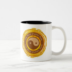 Caneca De Café Em Dois Tons Mantra tibetana Yin Yang