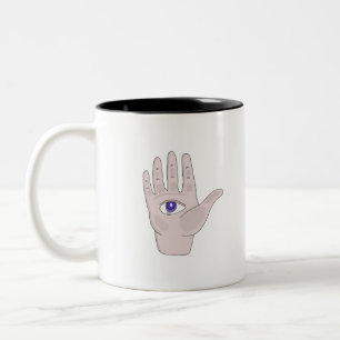Caneca De Café Em Dois Tons Mão com um olho