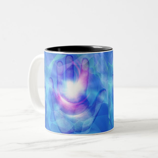 Caneca De Café Em Dois Tons Mão iluminada (Frente Esquerda)