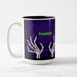 Caneca De Café Em Dois Tons Mãos de Esqueleto Roxo