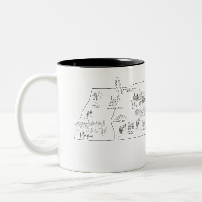 Caneca De Café Em Dois Tons Mapa à mão do Tennessee (Esquerda)