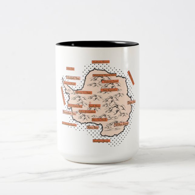 Caneca De Café Em Dois Tons Mapa Antigo da Antártica (Centro)
