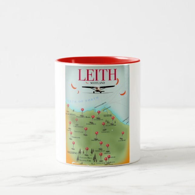 Caneca De Café Em Dois Tons Mapa antigo do estilo de Leith Escócia (Centro)