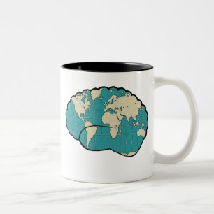 Caneca De Café Em Dois Tons Mapa cerebral do mundo