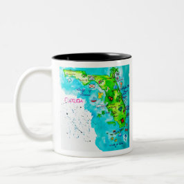 Caneca De Café Em Dois Tons Mapa da aguarela de Florida