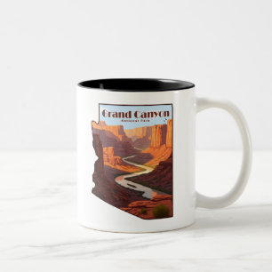 Caneca De Café Em Dois Tons Mapa da Arizona do Parque Nacional do Grand Canyon