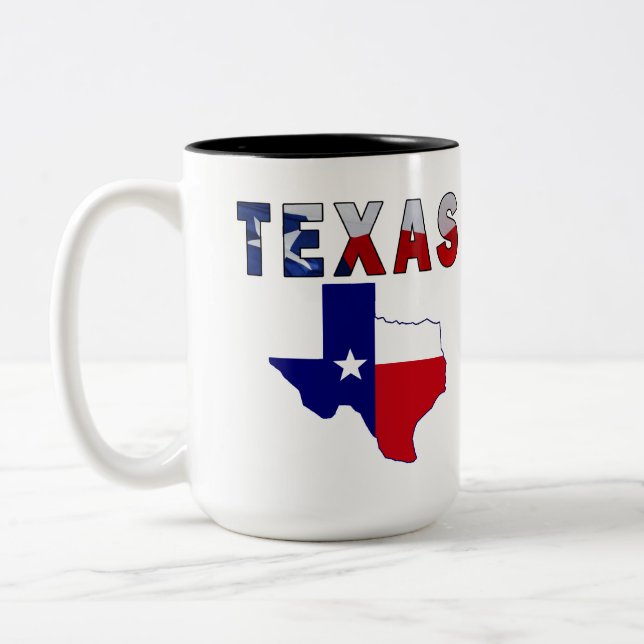 Caneca De Café Em Dois Tons Mapa da bandeira com Texas (Esquerda)