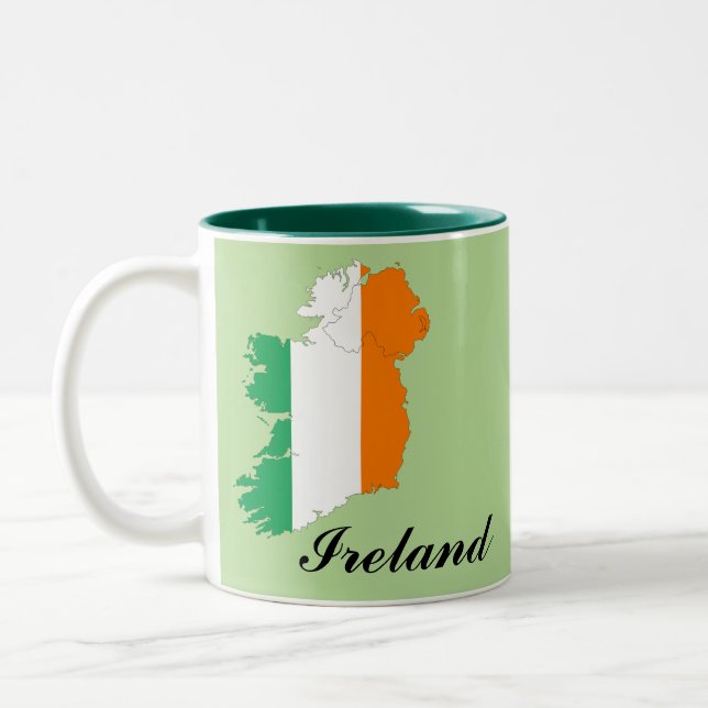 Caneca De Café Em Dois Tons Mapa da bandeira irlandesa (Esquerda)