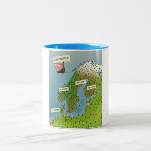 Caneca De Café Em Dois Tons Mapa Da Escandinávia