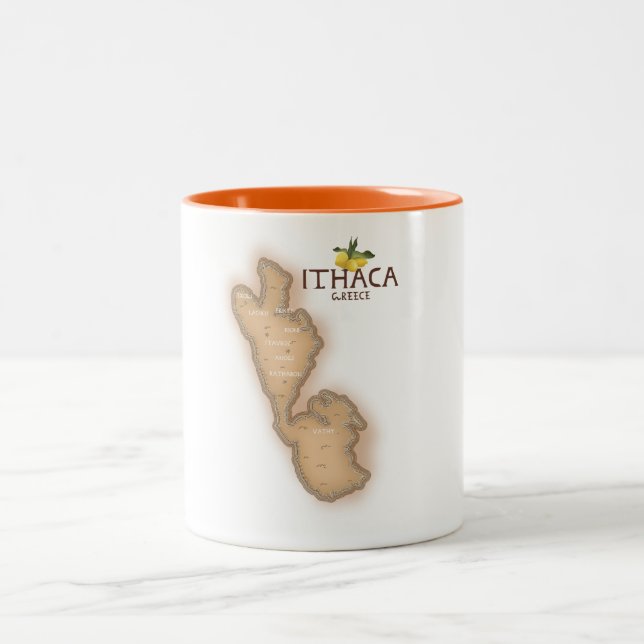 Caneca De Café Em Dois Tons mapa da grécia ítaca (Centro)