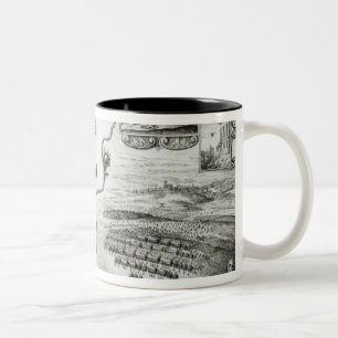 Caneca De Café Em Dois Tons Mapa da guerra civil Inglaterra e de uma vista de