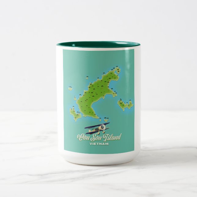 Caneca De Café Em Dois Tons Mapa da Ilha Con Son Vietnam (Centro)
