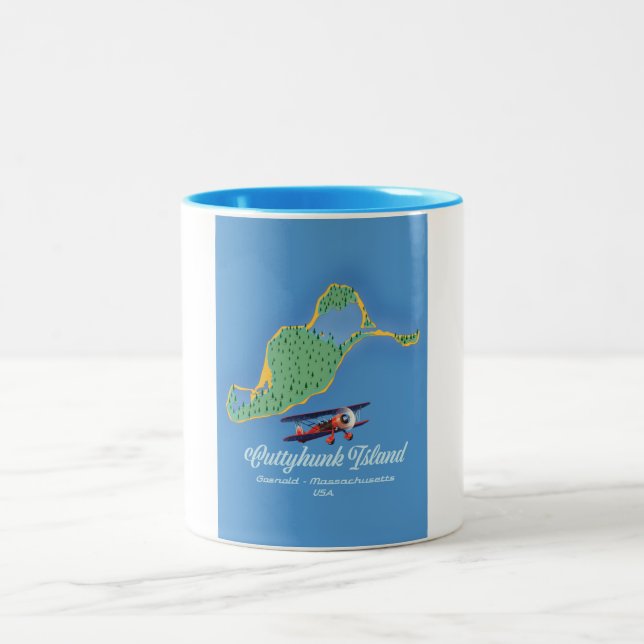 Caneca De Café Em Dois Tons mapa da ilha Cuttyhunk Gosnold, Massachusetts (Centro)