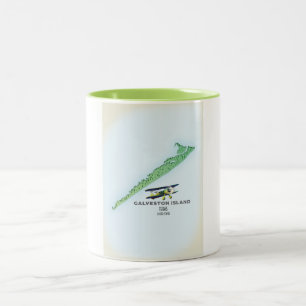 Caneca De Café Em Dois Tons Mapa da Ilha Galveston Texas EUA