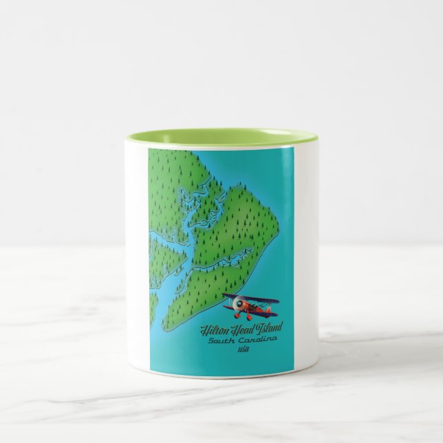 Caneca De Café Em Dois Tons Mapa da ilha Hilton Head na Carolina do Sul (Centro)