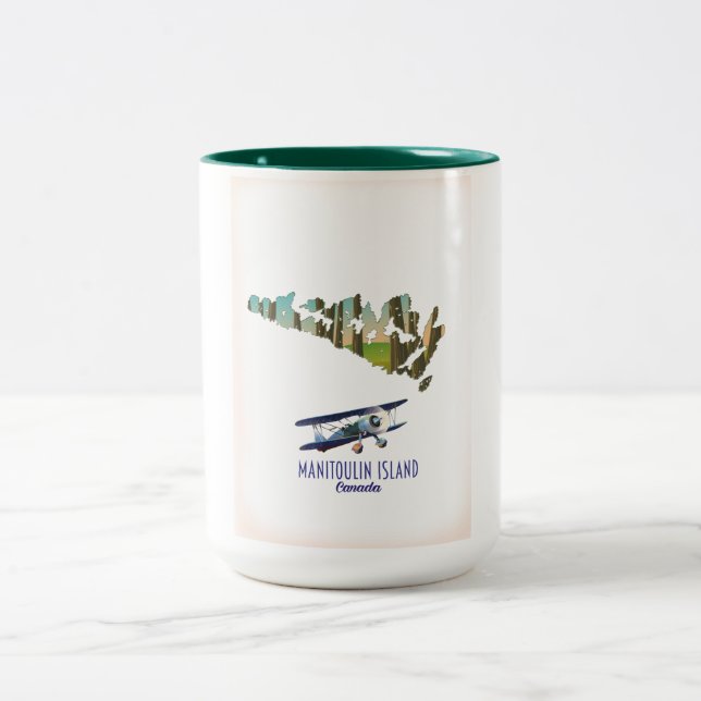 Caneca De Café Em Dois Tons Mapa da Ilha Manitoulin Canadá (Centro)