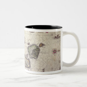 Caneca De Café Em Dois Tons Mapa da ilha molucana, gravado