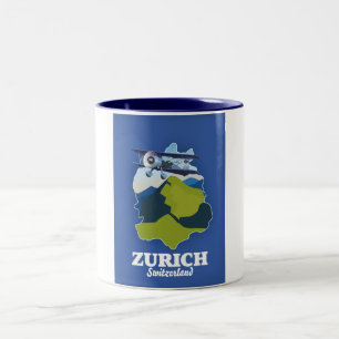 Caneca De Café Em Dois Tons Mapa da região de Zurique Suíça