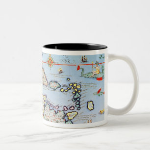 Caneca De Café Em Dois Tons Mapa das ilhas das Caraíbas
