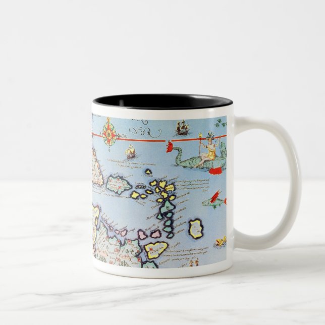 Caneca De Café Em Dois Tons Mapa das ilhas das Caraíbas (Direita)