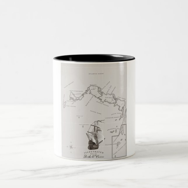 Caneca De Café Em Dois Tons Mapa das Turcas e Caicos (Centro)