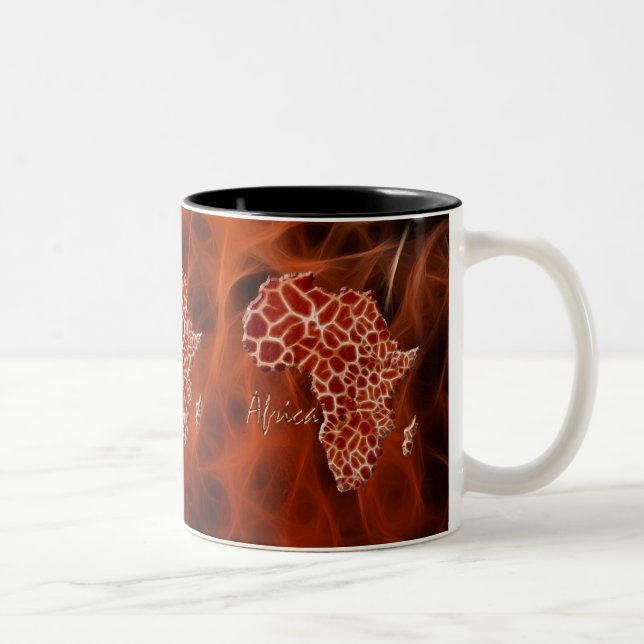 Caneca De Café Em Dois Tons Mapa de ÁFRICA Girafa Vira Selvagem Mug (Direita)