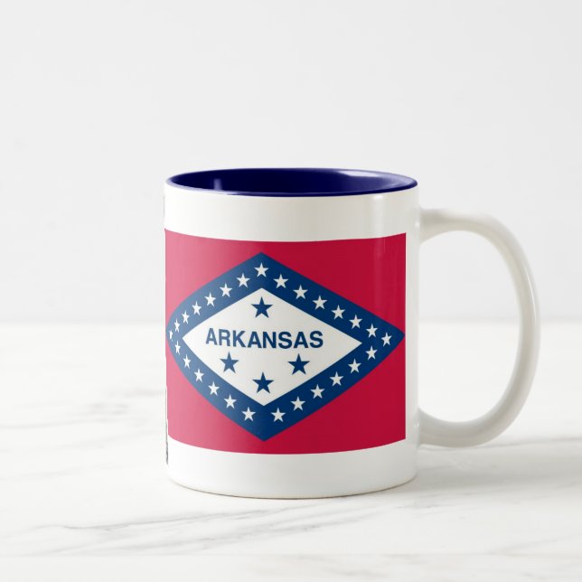 Caneca De Café Em Dois Tons Mapa de Arkansas e bandeira do estado (Direita)