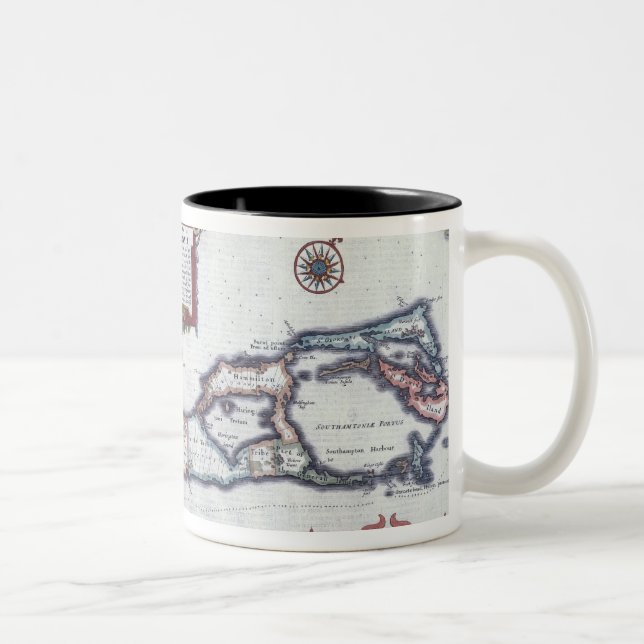 Caneca De Café Em Dois Tons Mapa de Bermuda (Direita)