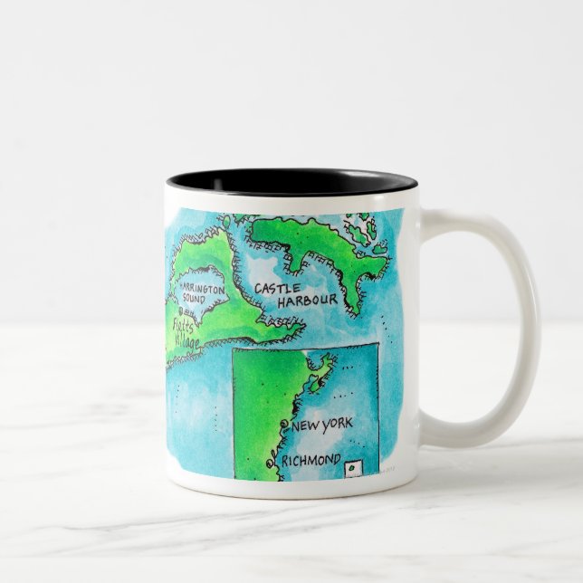 Caneca De Café Em Dois Tons Mapa de Bermuda (Direita)